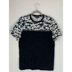 Michael Kors Mens Black Camouflage Short Sleeve Shirt Cotton Size Small NWT